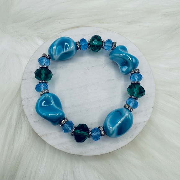 Colorful Beaded Glass Fashion Statement Stackable Bracelet Style 3 - Picture 3 of 5